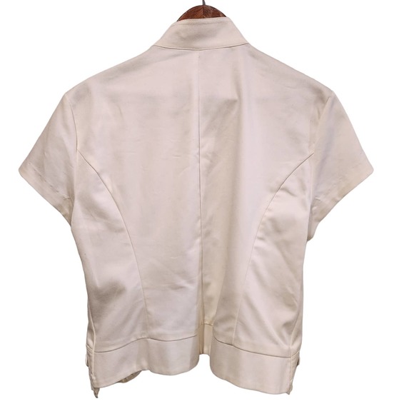 Jon Paul Richard Womens Ivory Short Sleeve Open Jacket Size Large Stretch - Picture 5 of 9